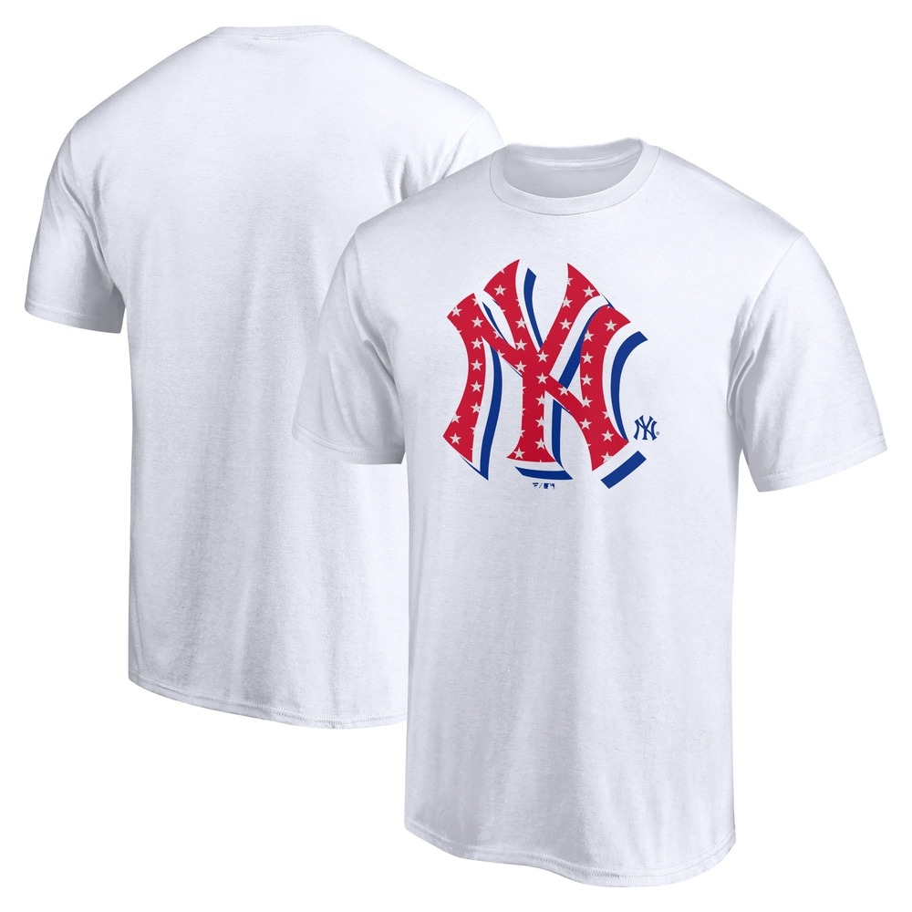 New York Yankees Fanatics Branded Red White And Team Logo T-Shirt